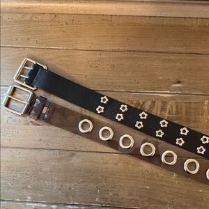 Black Belt with Silver Buckle and Flower Accents